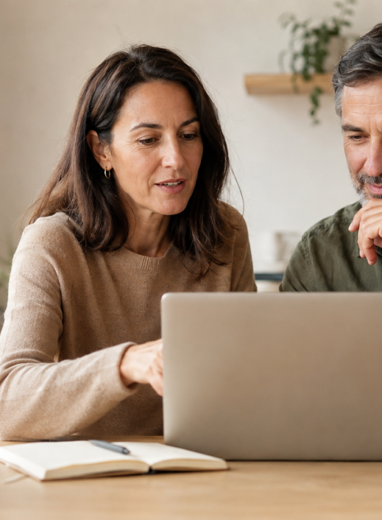Dos emprendedores creando un blog de autoridad para captar clientes